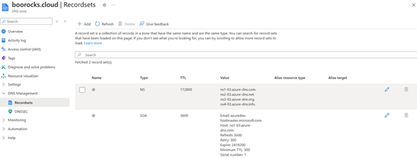 Azure DNS Zone Creation