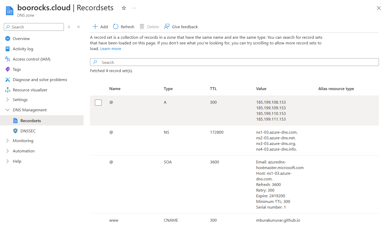 Azure DNS Zone Creation